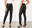 Кожані жіночі чорні штани в обтяжку з кишенями "Kors" весна-осень (тонкі), фото 6