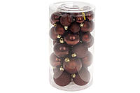 Набор елочных шаров, цвет - темный шоколад, 40шт - 6см, 5см, 4см, 3см, материал пластик (147-525)