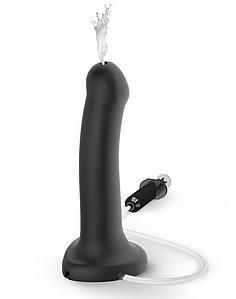 Фалоімітатор Strap-On-Me Dildo Cum Black, що кінчає, діаметр 3,6 см, силікон, насадка для страпона