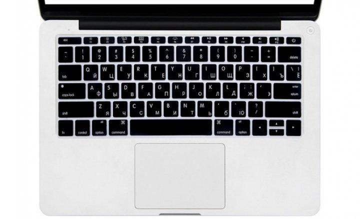 Накладка на клавіатуру MacBook 12 A1534/ Pro 13 A1708 US keyboard з російськими літерами, Чорна