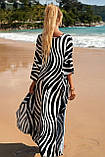 Туніка пляжна жіноча довга в чорно-білу смужку великого розміру, фото 7