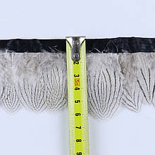 Пір'я фазана на стрічці 5-6 см, пір'яна тасьма з натурального пір'я чорно-білого кольору 0.5 м.