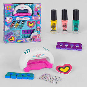 Набір дитячий для манікюру 7420 з сушкою для нігтів, лаки, наклейки