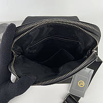 Чоловіча шкіряна сумка на та через плече на два відділення з клапаном H. T. Leather чорна, фото 10