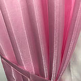 Готовий комплект штор монорей на тасьмі з підхватами 150х270 (2шт) Колір Рожевий, фото 2