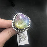 Сонячний кварц райдужний кільце з натуральним райдужним сонячним кварцом в сріблі 20,5 розмір Індія, фото 4
