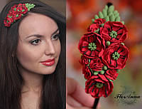 Авторский обруч/веночек для волос в украинском стиле с цветами "Маки"