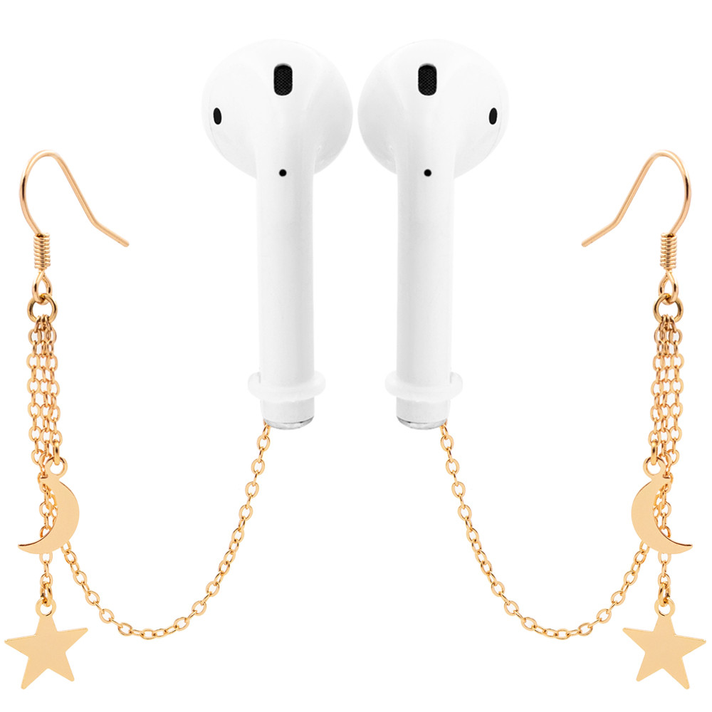 Сережки-тримачі для навушників airpods, лимонна позолота з застібкою гачок
