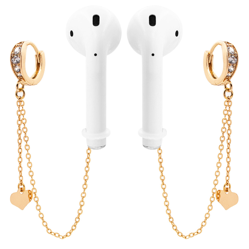 Сережки-тримачі для навушників airpods, лимонна позолота з застібкою колчеко