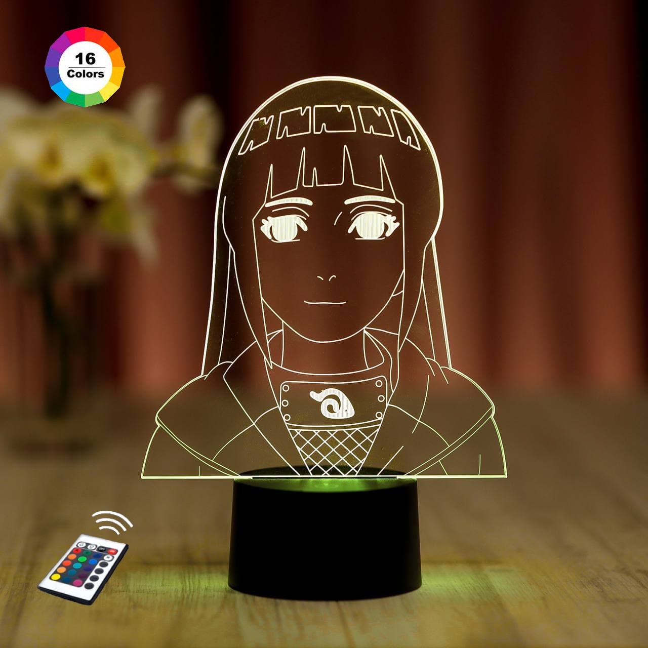 3D нічник "Хіната Х'юга" (ВОЛІЧНЕ ЗОБРАЖЕННЯ) + пульт ДК + мережевий адаптер + батарейки (3ААА) 3DTOYSLAMP