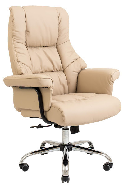 Крісло комп'ютерне з підлокітниками для офісуoolongress бежевий шкірозамінник хром Richman, фото 1