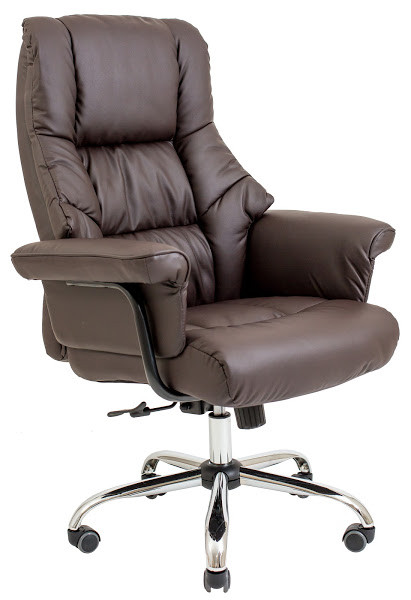 Крісло комп'ютерне для керівника Брюса Congress коричневий шкірозамінник хром ТМ Richman, фото 1