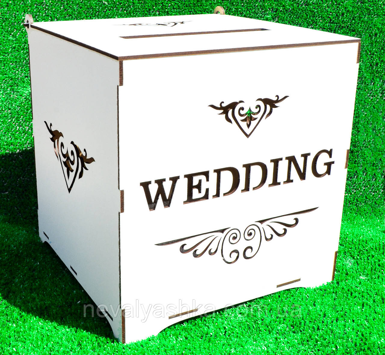 Весільний Банк для Грошей Wedding 23 см Квадратна Дерев'яна Коробка Весільна Казна скриню скарбничка на весілля