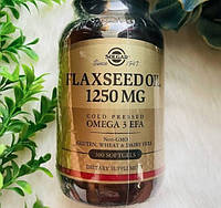 Льняное масло Solgar Flaxseed Oil 1250 mg 100 растительных капсул