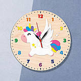 Зроби годинник сам Єдиноріг Дерев'яні годинник Годинники розфарбування Розфарбуй годинник Вчимося малювати Розмір 35 см, фото 2