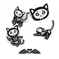 Набір дерев'яних значків на одяг (Зловісна кішка #1) піни з фанери, брелок, брошка з дерева
