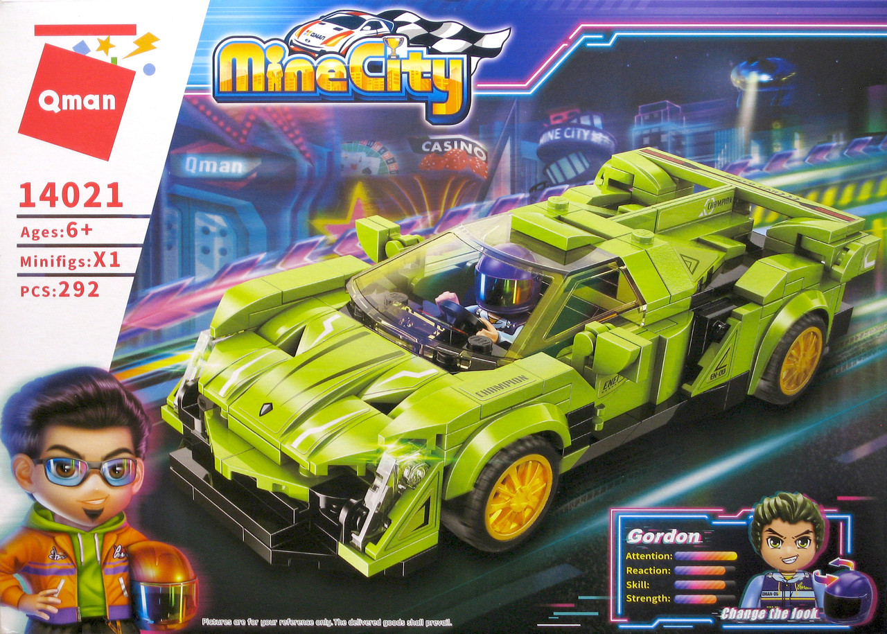 Конструктор Qman (Brick) 14021 спортивна машина Lamborghini Poison VNO-12, 292 деталі, 1 фігурка