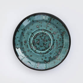 Блюдце бирюзовое в точку 15.5 см, Тиффани бирюза (Manna Ceramics) 4031-17