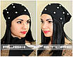Чорна шапка з намистинами, фото 2
