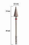 ТВС H_719f Гострий конус Ø6мм. червоний дрібний абразив для зняття штучного матеріалу. Південна Корея., фото 2
