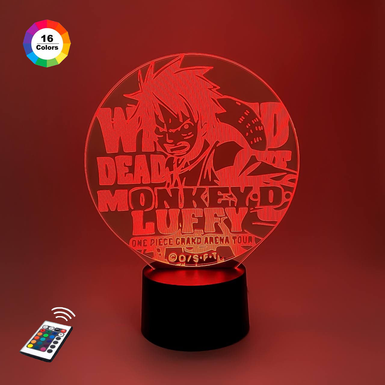 3D нічник "Монки Д. Луффі 3" (ВОЛІЧНЕ ЗОБРАЖЕННЯ)+ пульт ДК + мережевий адаптер + батарейки (3ААА) 3DTOYSLМР