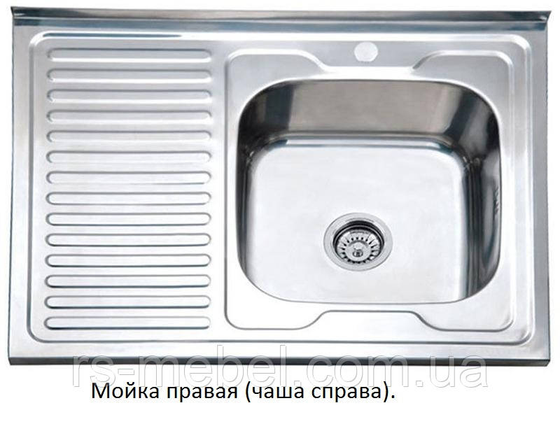Мийка накладна 80 х 60, права, фото 1