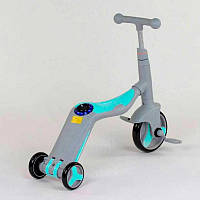 Триколісний самокат-беговел для дітей З 8 мелодіями і PU колесами Велосипед Сірий Best Scooter JT 10181