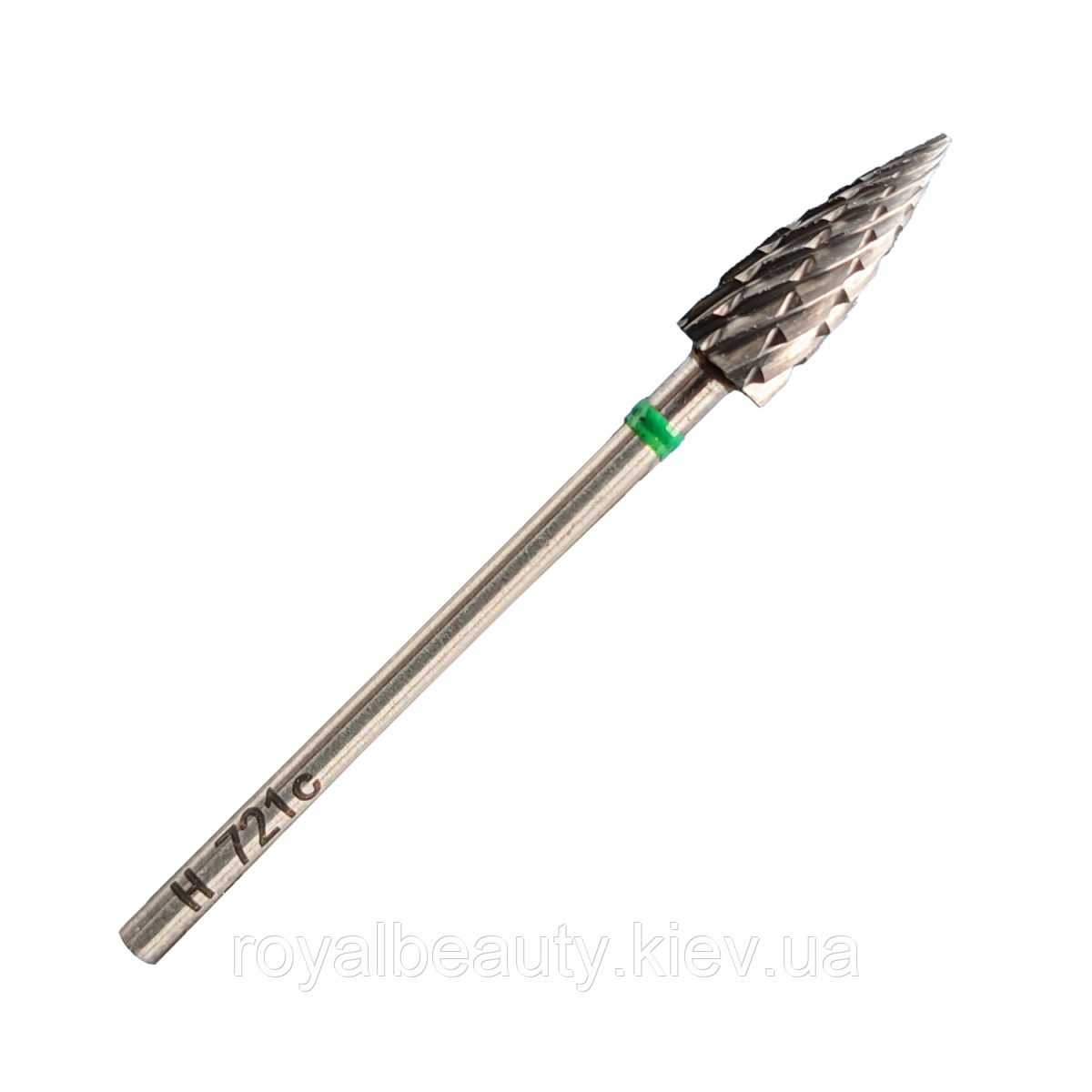 ТВС H_721с Гострий конус Ø5.2мм. зелений, грубий абразив для зняття штучного матеріалу. Південна Корея., фото 1