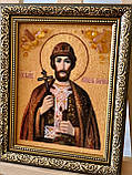 Іменна ікона " Св. Благовірний князь Борис" з бурштину,іменна Ікона з бурштину "Св. князь Борис 15x20 см, фото 3