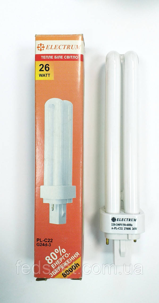 Лампа енергозберігаюча ELECTRUM PL-C22 26W 2700K G24d-3