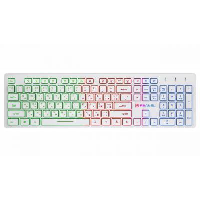 Клавиатура проводная USB Real-El Comfort 7070 Ukr White (EL123100019) с подсветкой белая новая