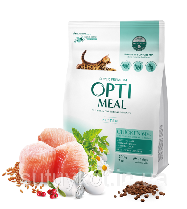 OPTIMEAL (Оптиміл) сухий корм для кошенят з куркою, 4 кг., фото 1
