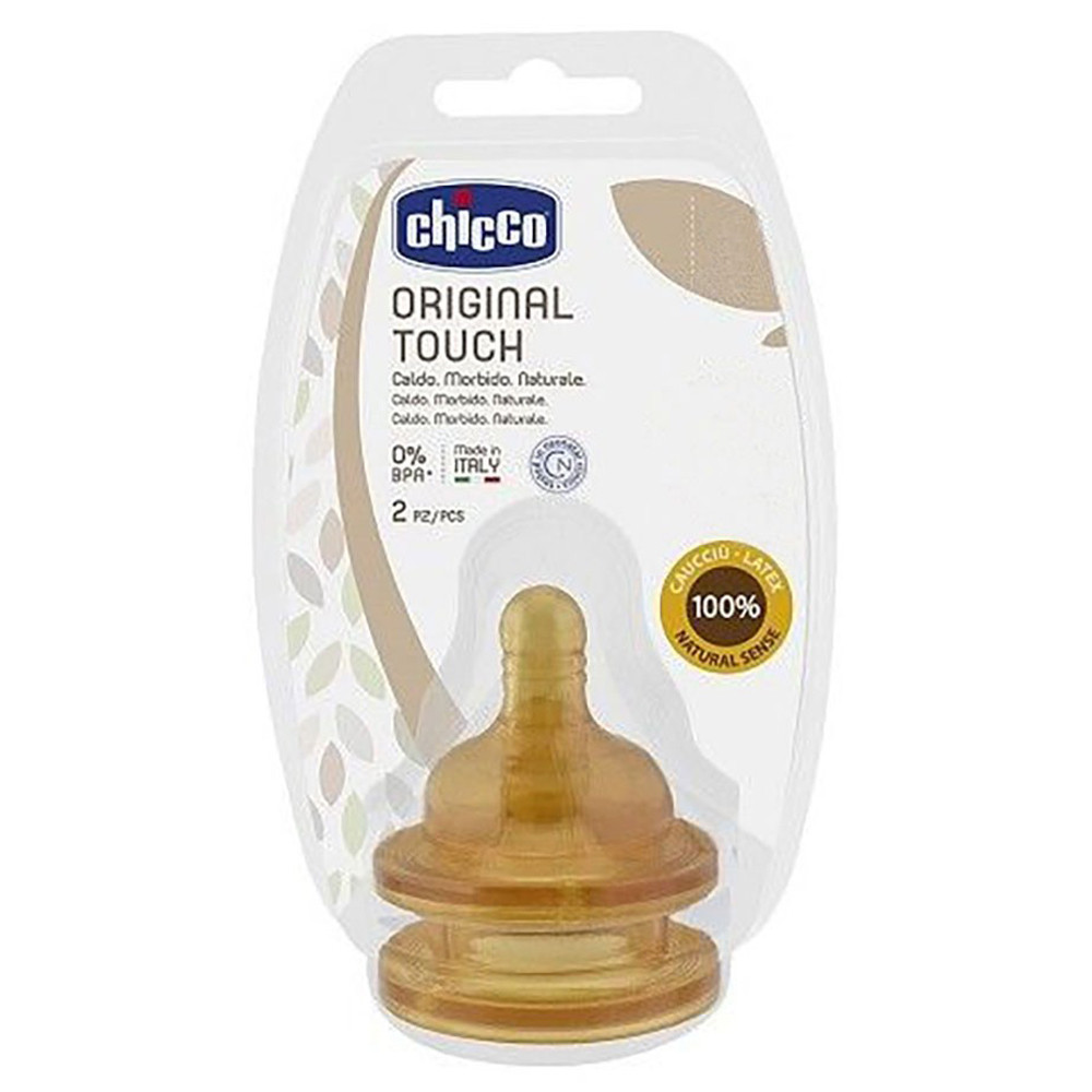 Соска латекс повільний потік 2 шт Chicco Original Touch 0m+ (8058664121878)