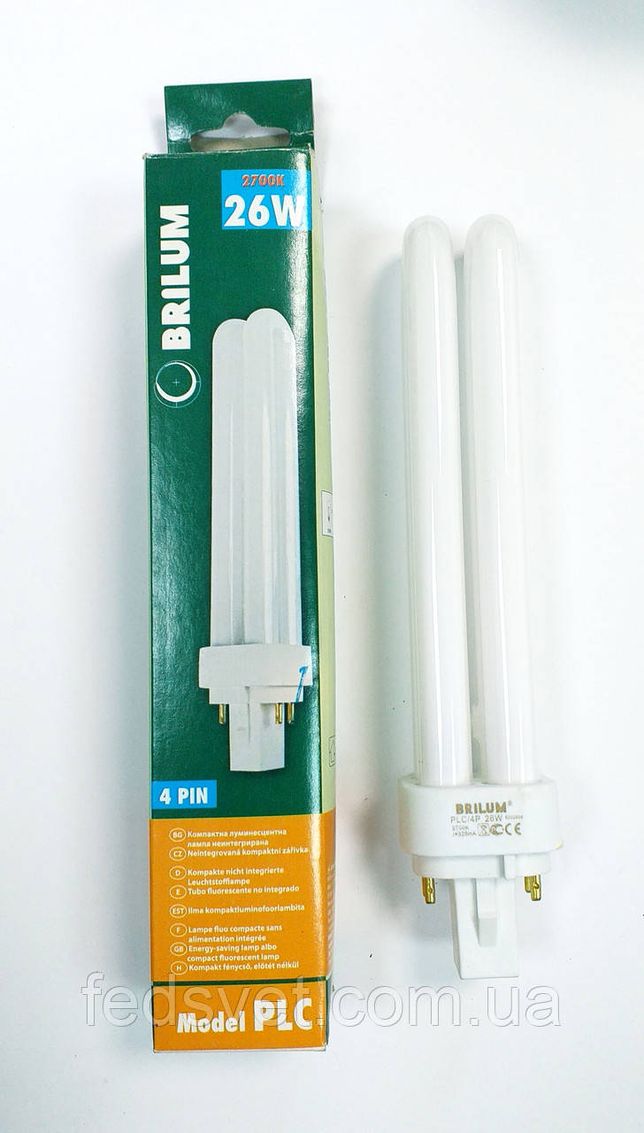 Лампа енергозберігаюча BRILUM PLC/4P 26W 2700K G24q-3
