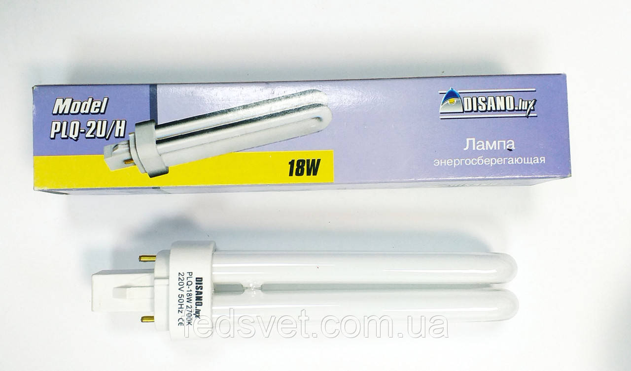 Лампа енергозберігаюча DISANO LUX PLQ-2U/H 18W 2700K G24d-2