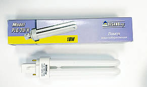 Лампа енергозберігаюча DISANO LUX PLQ-2U/H 18W 2700K G24d-2