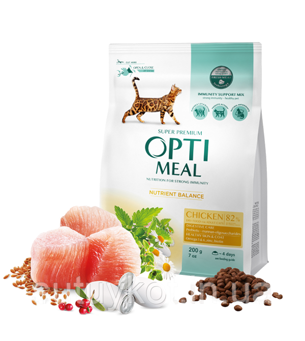 Optimeal Оптиміл корм для кішок з куркою, 10 кг.