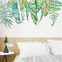 3D интерьерные виниловые наклейки на стены Растения Свисающие сверху Тропическое листья 2 листа 90-30 см