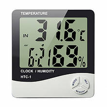 Цифровий термометр-гігрометр HTC-1 Оriginal, годинник і будильник