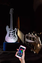 3d-світильник Гітара, 3д-нічник, кілька підсвічувань (на bluetooth), подарунок гітариста рок музикантові