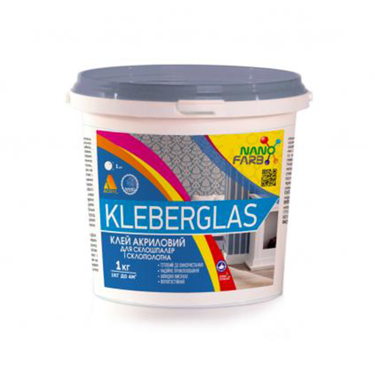 Клей для склошпалер і склополотна Nanofarb Kleberglas 1кг