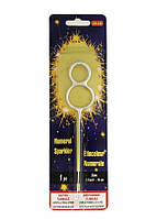 Свічка цифра "Бенгальський вогонь срібло" - 8