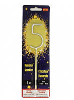 Свічка цифра "Бенгальський вогонь срібло" - 5