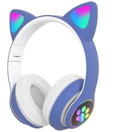 Навушники Bluetooth MDR CAT ear VZV-23M 7805 з підсвічуванням, сині, фото 1
