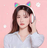 Навушники Bluetooth MDR CAT ear VZV-23M 7805 з підсвічуванням, сині, фото 3