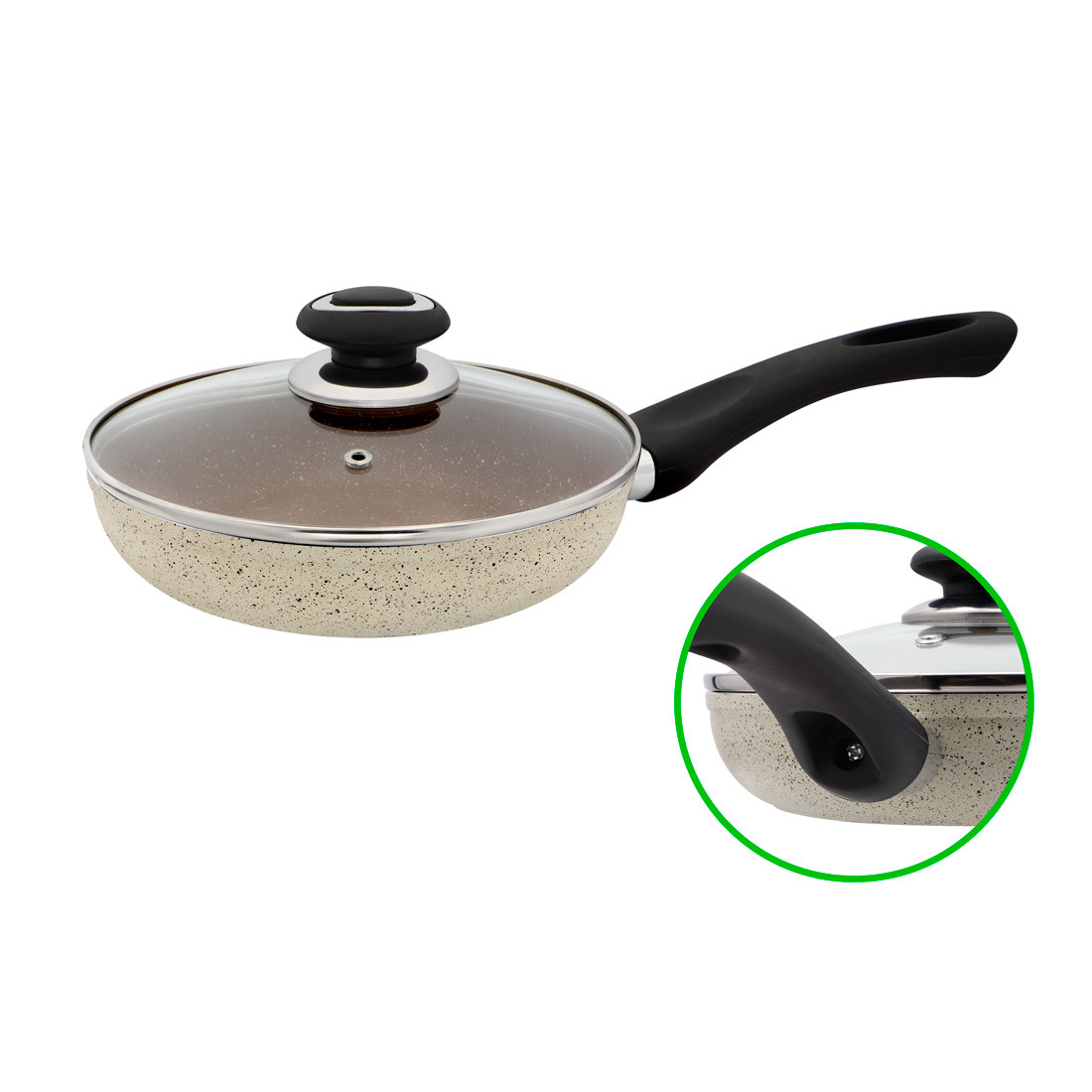 Сковорода з мармуровим покриттям D 20 Бежева FPM-203, фото 1