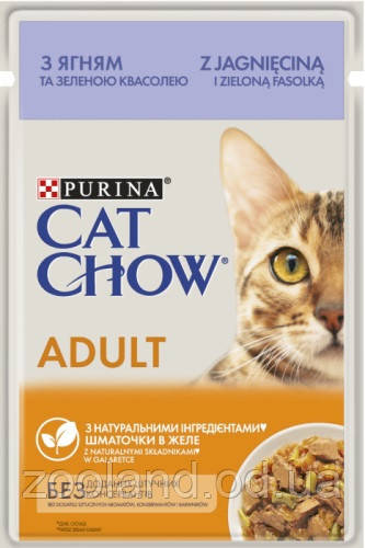 6524 Cat Chow Adult ягня та зелена квасоля в желе, 26 шт.