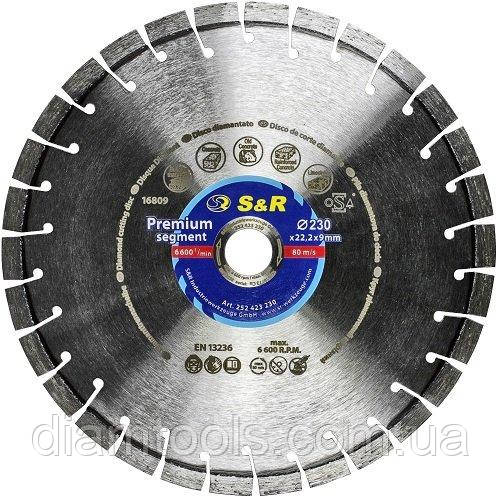 Диск алмазний по армованому бетону S&R Premium Segment 230х22.2 мм (252423230)