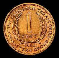 Монета Восточно-Карибских штатов 1 цент 1965 г.