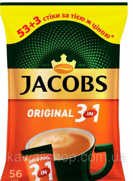 Купити Якобс Оригiнал 3 в 1 24 стікаКавовий напій Jacobs 3 in 1 ...